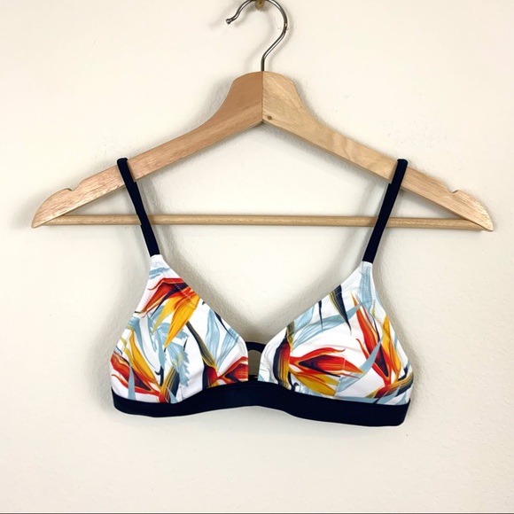 Lively Tropical Print Triangle Bikini Swim Top - Picture 2 of 8
